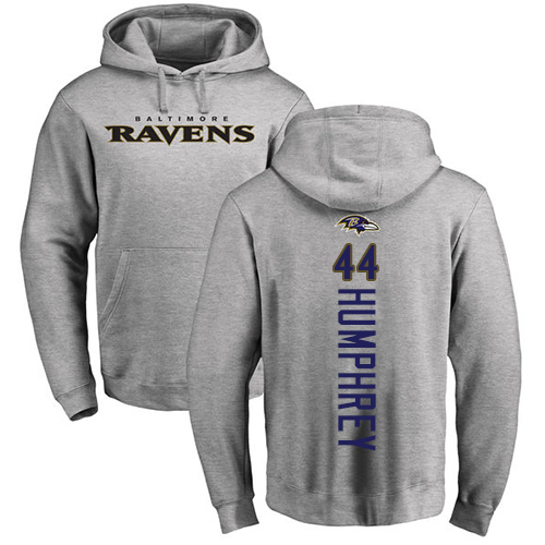 Men Baltimore Ravens Ash Marlon Humphrey Backer NFL Football #44 Pullover Hoodie Sweatshirt